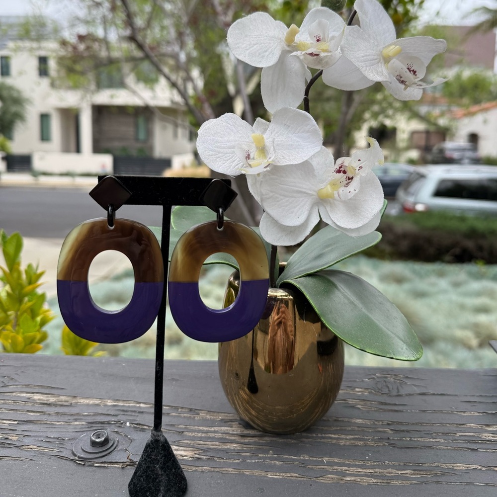 Elegant Purple and Brown buffalo horn lacquer Earrings